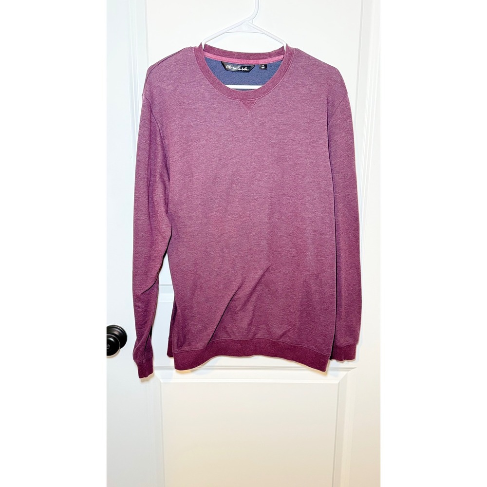 TravisMathew Mens XL Heathered Burgundy Crewneck Sweatshirt Long Sleeve Fleece